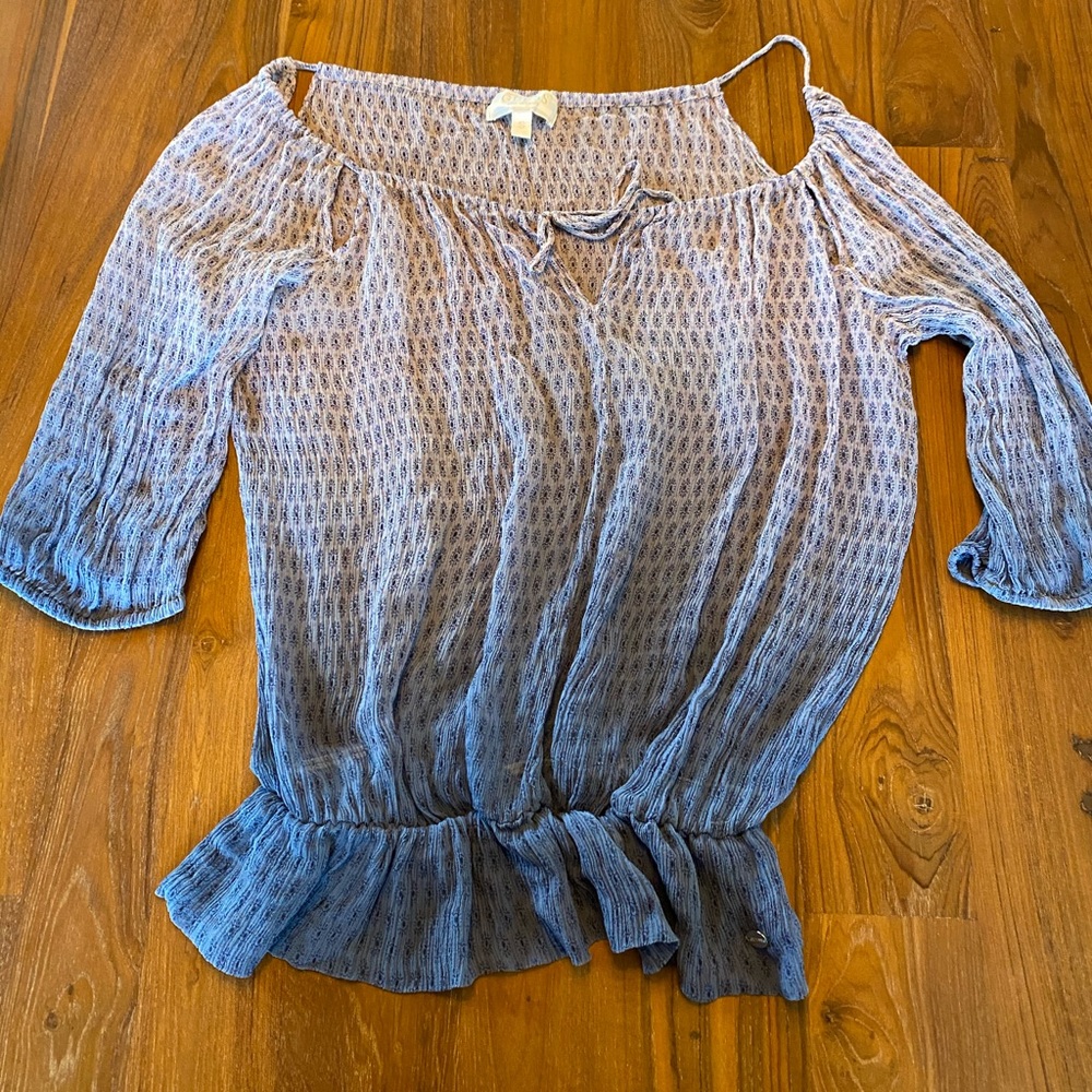 Guess Multicolor Print Sheer Blouse Size Sm